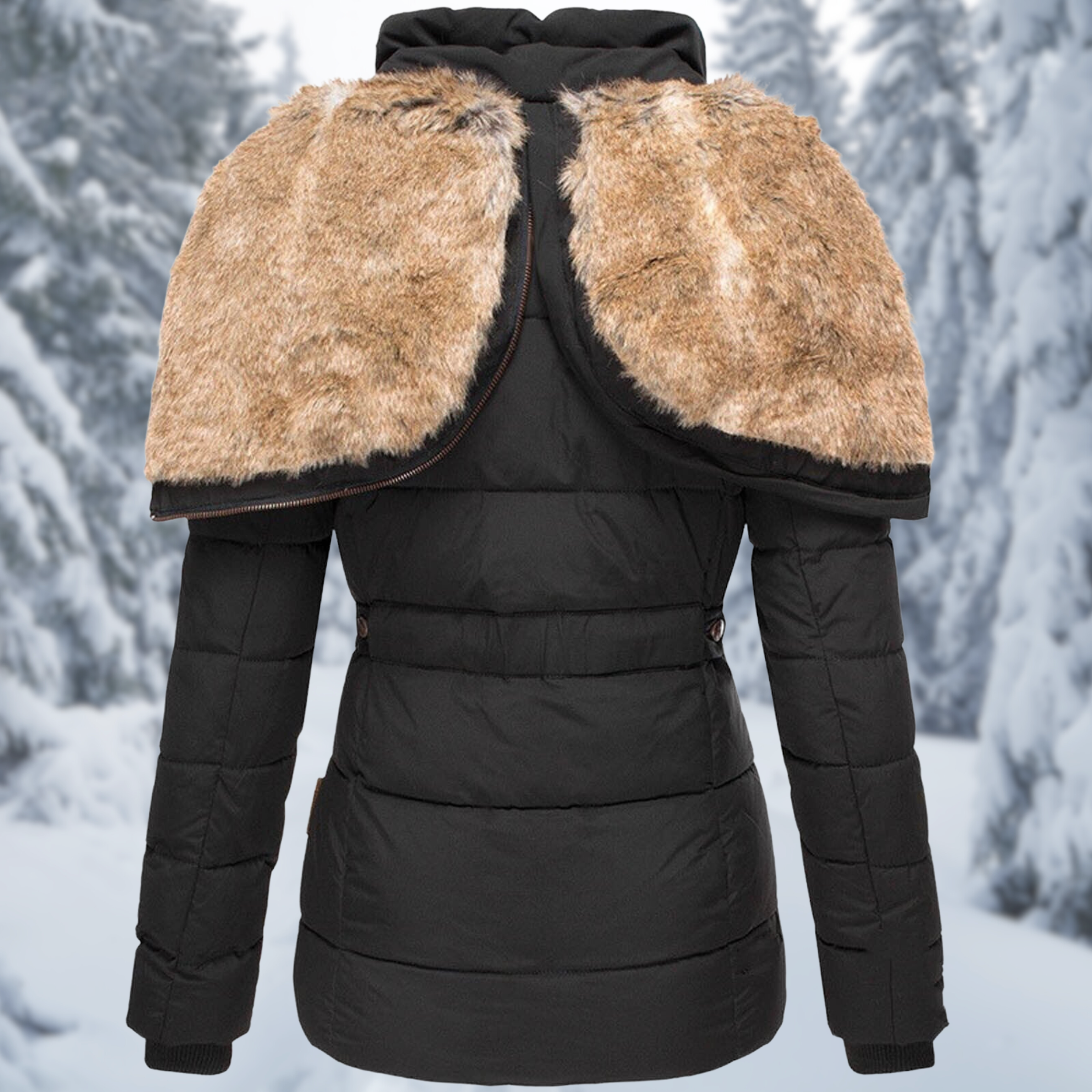Warme Damen Winterjacke Greta – Elegante Jacke mit Pelzkragen und Bequemer Fütterung