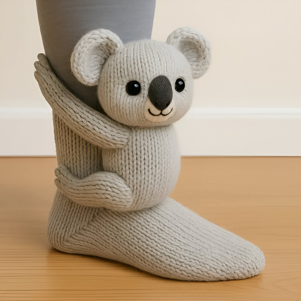 KnusStep Warme Tier-Socken aus Plüsch – Rutschfeste Haussocken mit 3D-Design