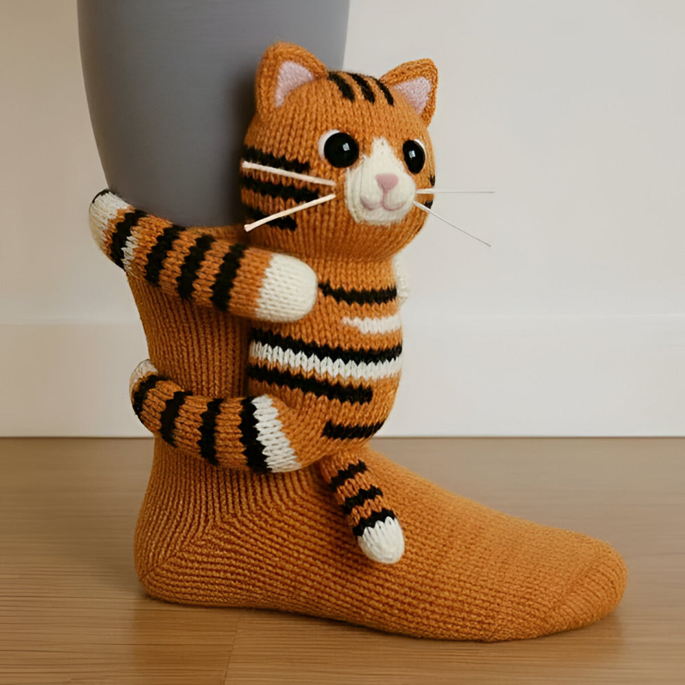 KnusStep Warme Tier-Socken aus Plüsch – Rutschfeste Haussocken mit 3D-Design