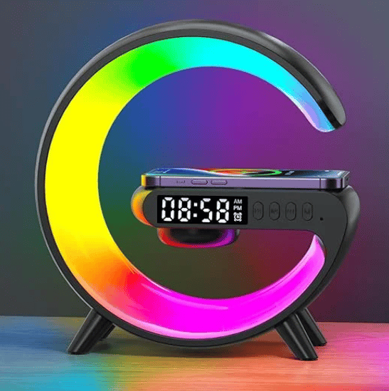 LuxAura Luxe Bluetooth Lautsprecher | Kabelloser Lautsprecher mit stimmungsvoller Beleuchtung und Uhrfunktion