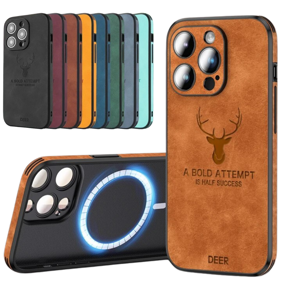 Deer - Luxuriöse Leder-iPhone-Hülle mit stilvollem Design und stoßfester Schutz