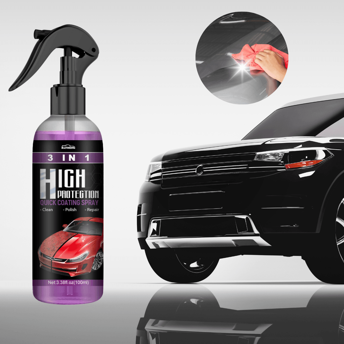 AutoGlanz - 3-in-1 Nano Keramisches Beschichtungsspray | 1+2 Gratis