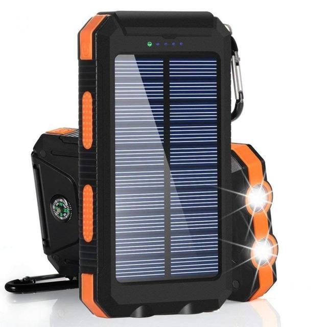 Solarbatterie 8000mAh - Doppel-USB, Wasserdicht, Stoßfest, LED