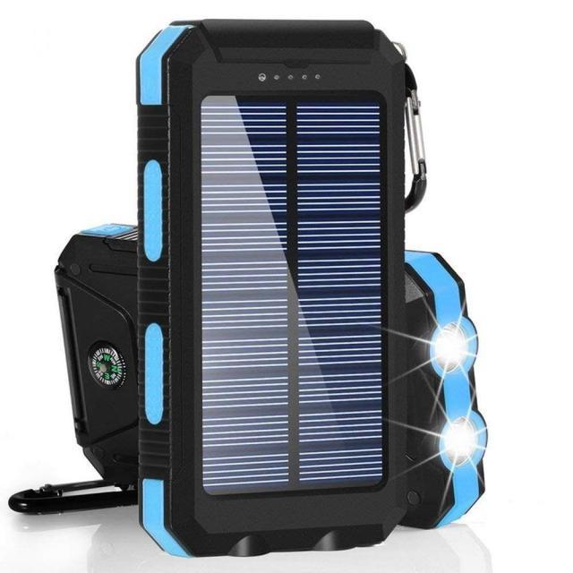 Solarbatterie 8000mAh - Doppel-USB, Wasserdicht, Stoßfest, LED