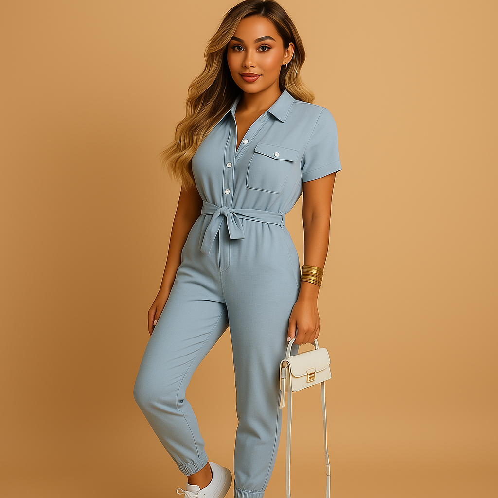 Elvira Elegante Damen Jumpsuit – Schickes Einteiliges Outfit mit Knopfverschluss
