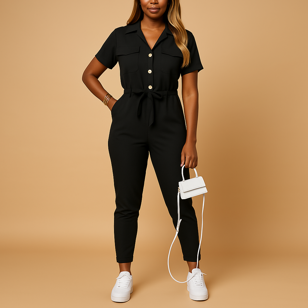 Elvira Elegante Damen Jumpsuit – Schickes Einteiliges Outfit mit Knopfverschluss