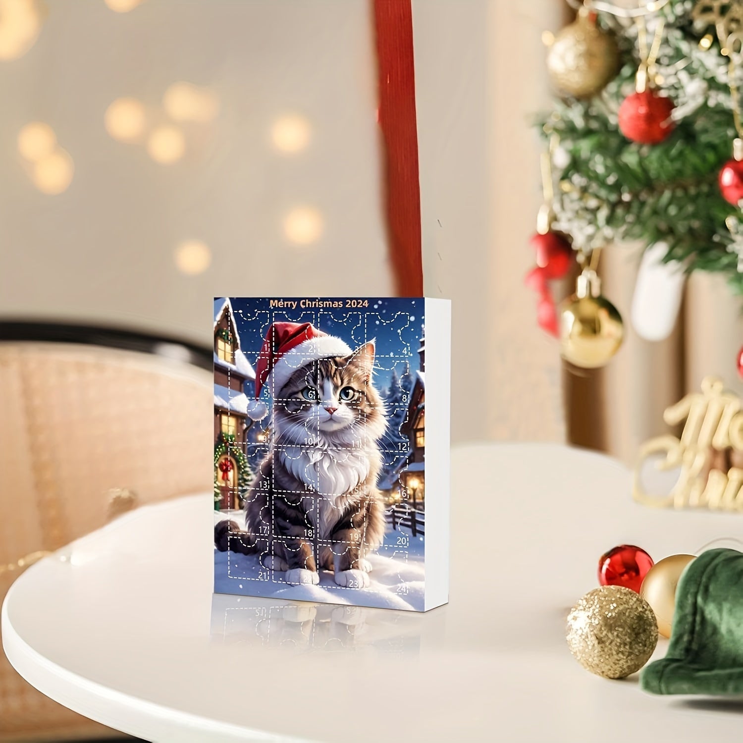 Vintage Katzen Adventskalender – 24-teiliges Weihnachtskalender mit Acrylanhängern