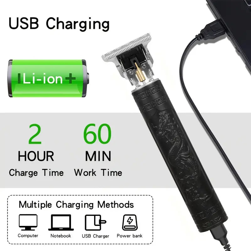 GroomMaster - 3-teiliges Professionelles Haar- und Bartpflege-Set für Herren, Kabellose Trimmer mit LED-Display, USB-aufladbar