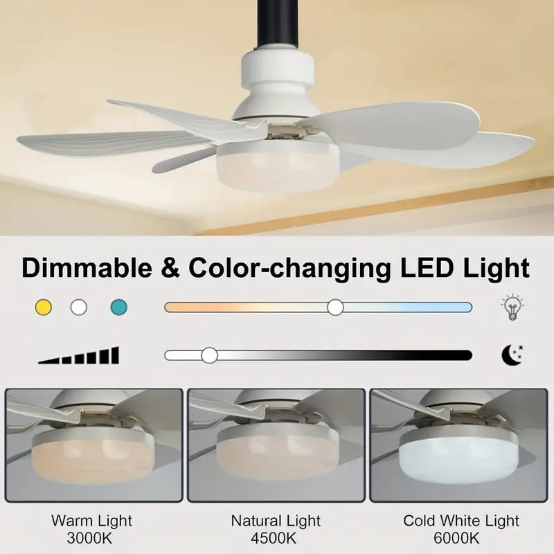 LuxeBreeze Tragbarer Deckenventilator & Licht | Elegante 2-in-1 Lösung mit Fernbedienung für Komfort und Stil