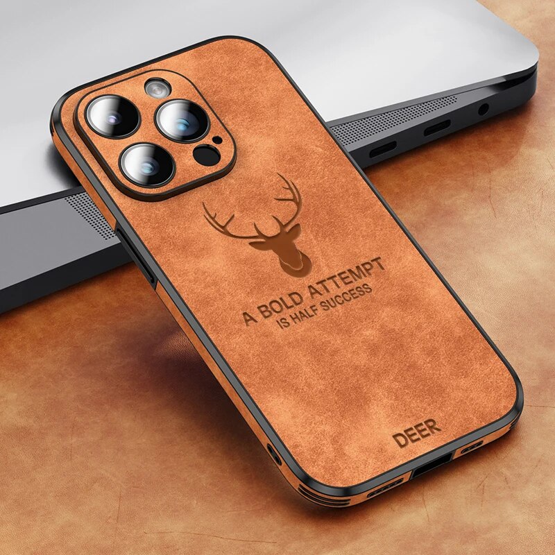 Deer - Luxuriöse Leder-iPhone-Hülle mit stilvollem Design und stoßfester Schutz