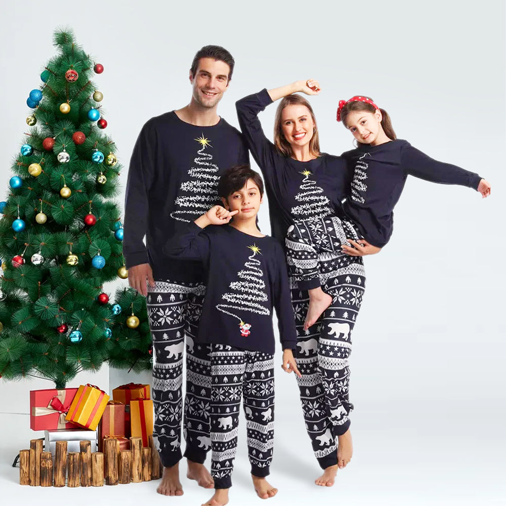 Schwarzer Weihnachtsbaum Druck Passende Familien Weihnachts-Pyjama-Sets