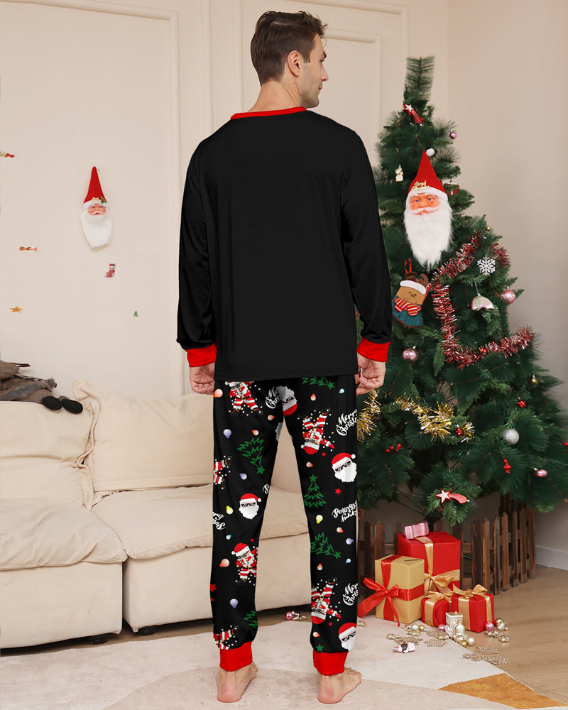ClausJams | Eltern-Kind Pyjama Set mit Santa Claus Lampen Druck