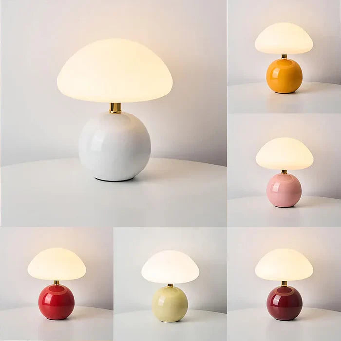 Crème Champignon Lampe - Französische Vintage Lampe