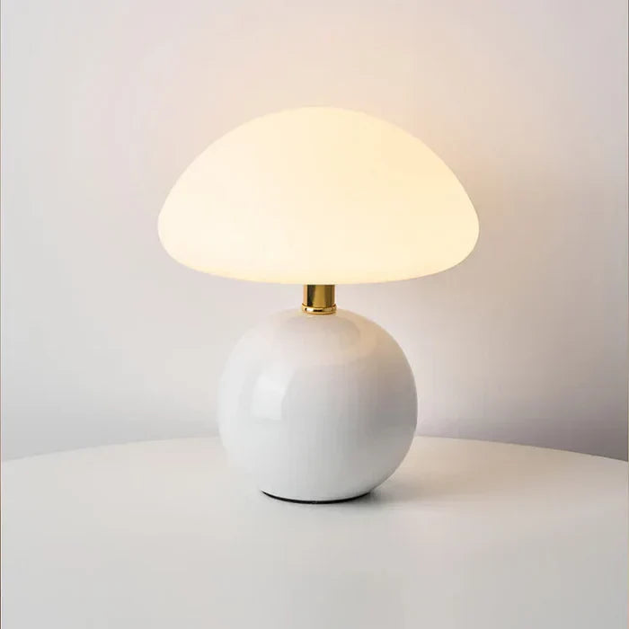 Crème Champignon Lampe - Französische Vintage Lampe