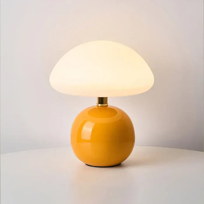 Crème Champignon Lampe - Französische Vintage Lampe
