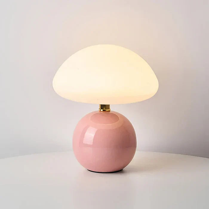 Crème Champignon Lampe - Französische Vintage Lampe