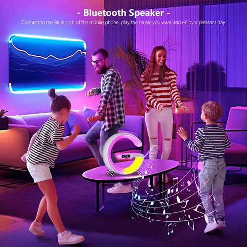 LuxAura Luxe Bluetooth Lautsprecher | Kabelloser Lautsprecher mit stimmungsvoller Beleuchtung und Uhrfunktion