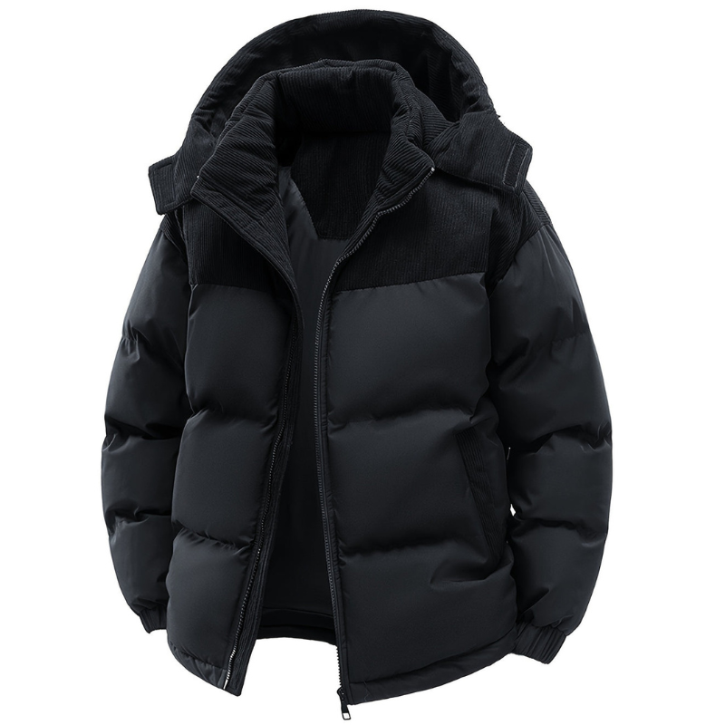 Herren Warm Winterjacke mit wattierter Fütterung und Kapuze