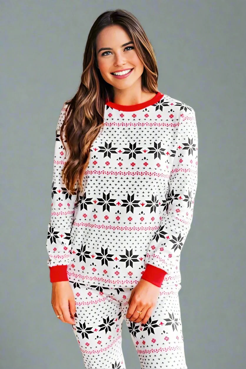 Weiße Schneeflocken Druck Passende Familien Weihnachts-Pyjamas - Hund Pyjamas enthalten