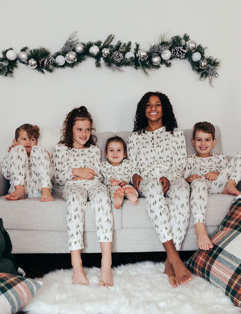 Weißer kleiner Weihnachtsbaum passende Familien-Weihnachtspyjamas | Pyjamas für Erwachsene, Kinder und Hunde