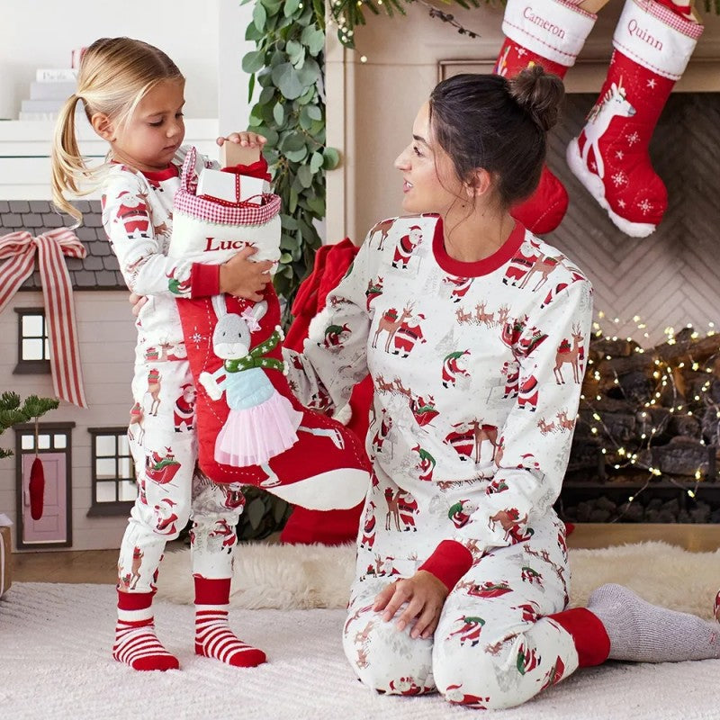 Weihnachts-Rentier und Schneemann Druck Passende Familien Weihnachts-Pyjamas