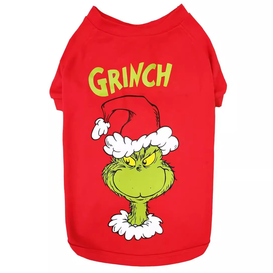 Klassisches Grinch-Druck Passende Familien-Weihnachtspyjamas - Hundepyjamas Inklusive
