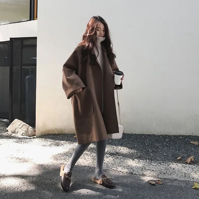 Aura Wolmix Trenchcoat – Oversized Damenjacke mit elegantem Schnitt