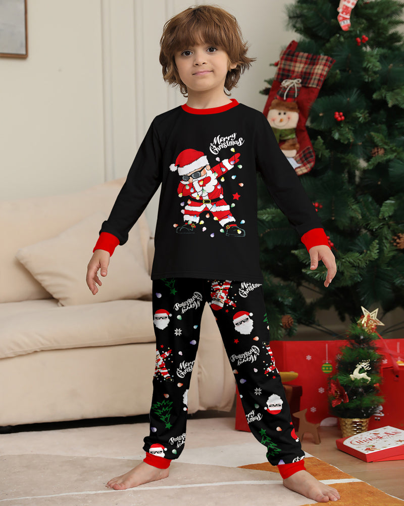 ClausJams | Eltern-Kind Pyjama Set mit Santa Claus Lampen Druck