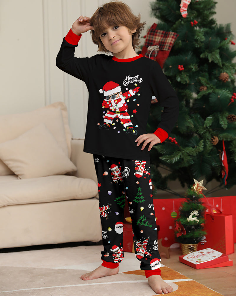 ClausJams | Eltern-Kind Pyjama Set mit Santa Claus Lampen Druck