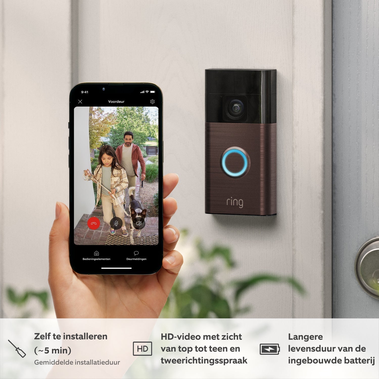 LuxGuard Luxe Video-Türklingel | Drahtlose Video-Türklingel mit Akku für ultimative Sicherheit