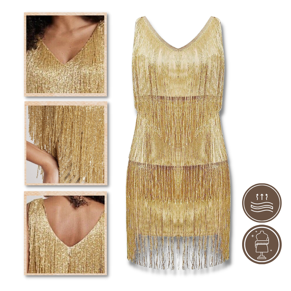 Pailletten V-Ausschnitt Slip Dress