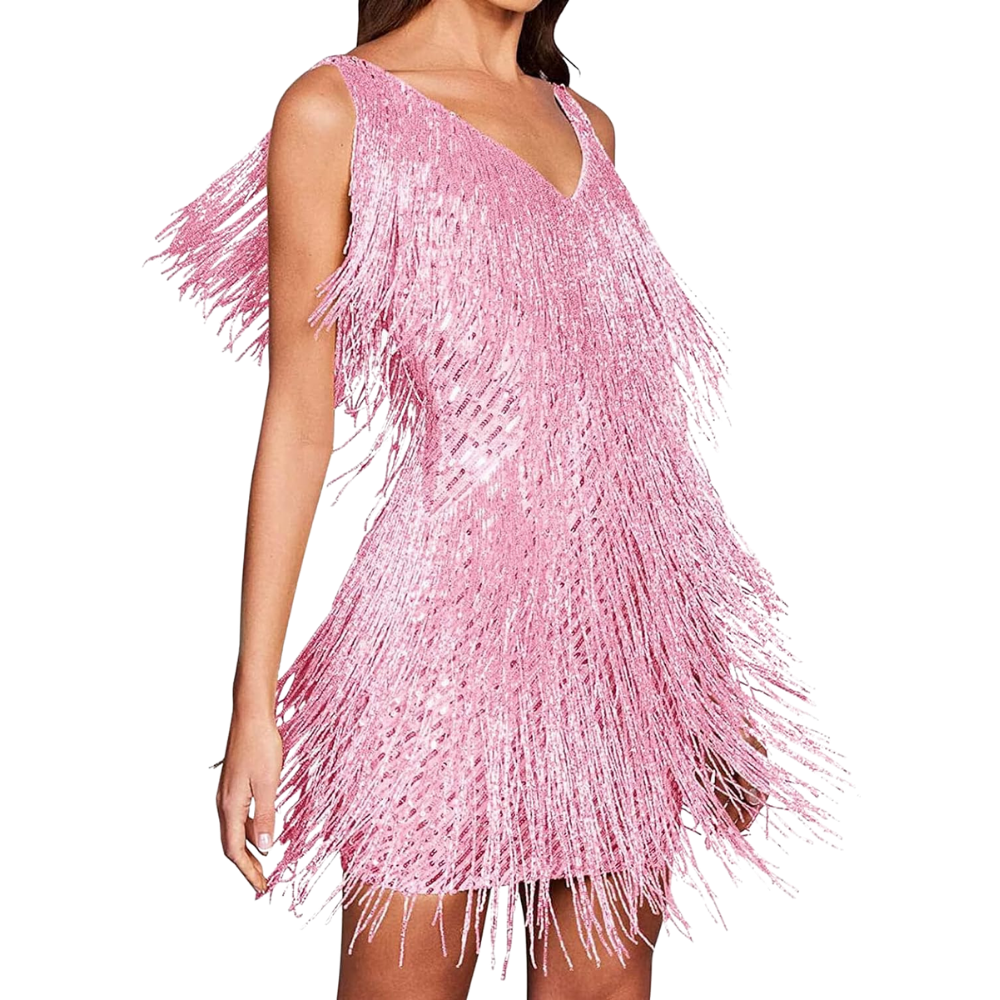 Pailletten V-Ausschnitt Slip Dress