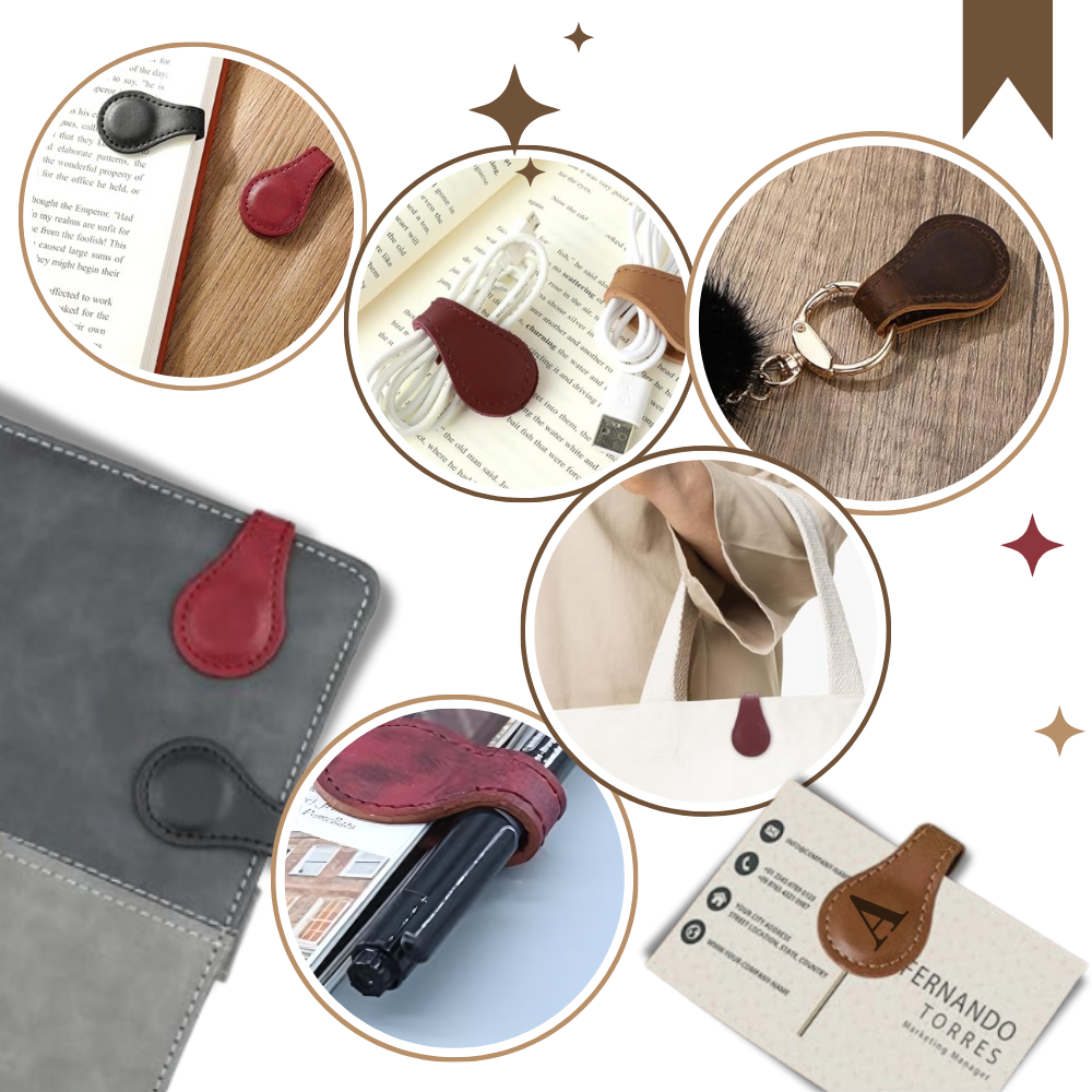 Eleganter personalisierter magnetischer Lesezeichen aus Leder