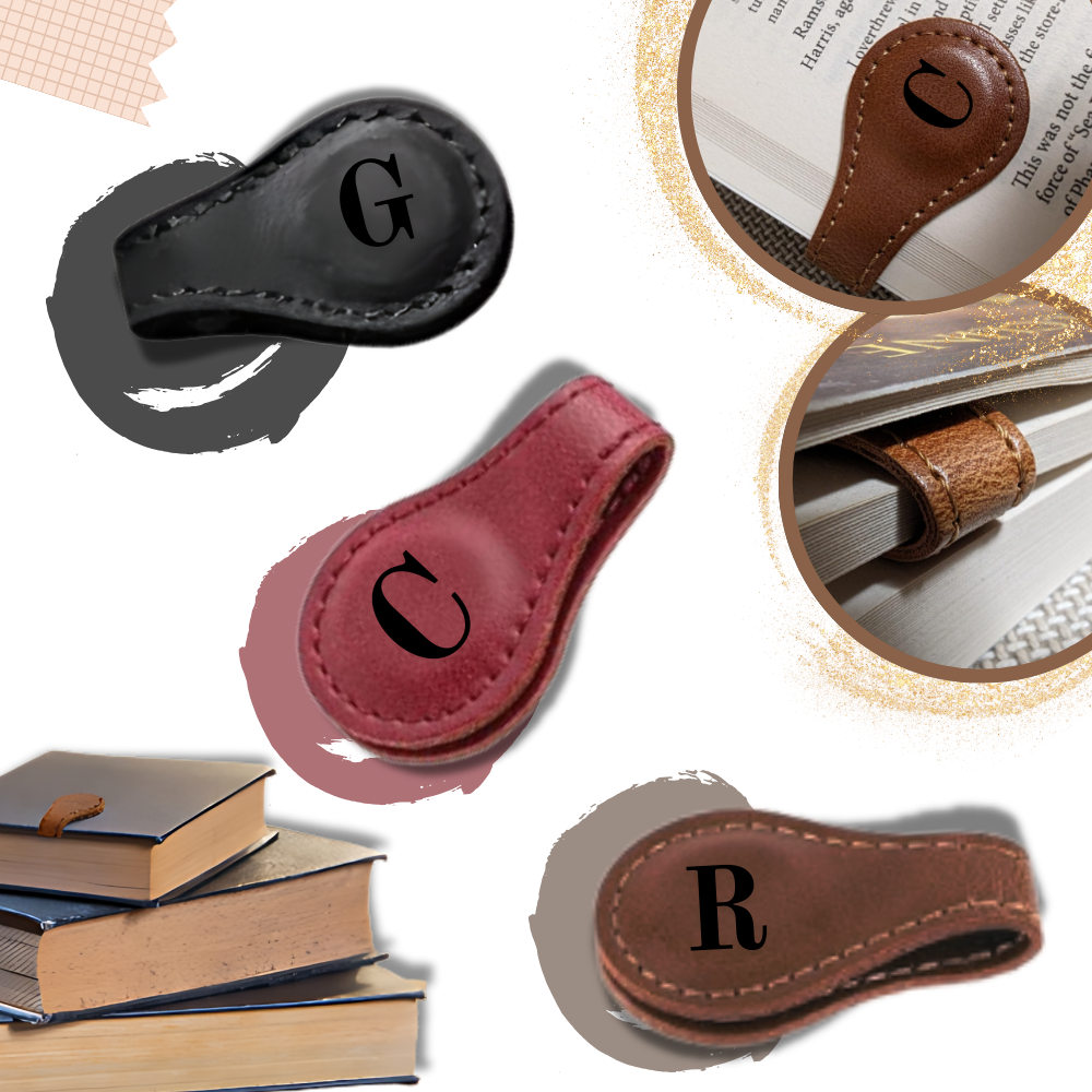 Eleganter personalisierter magnetischer Lesezeichen aus Leder