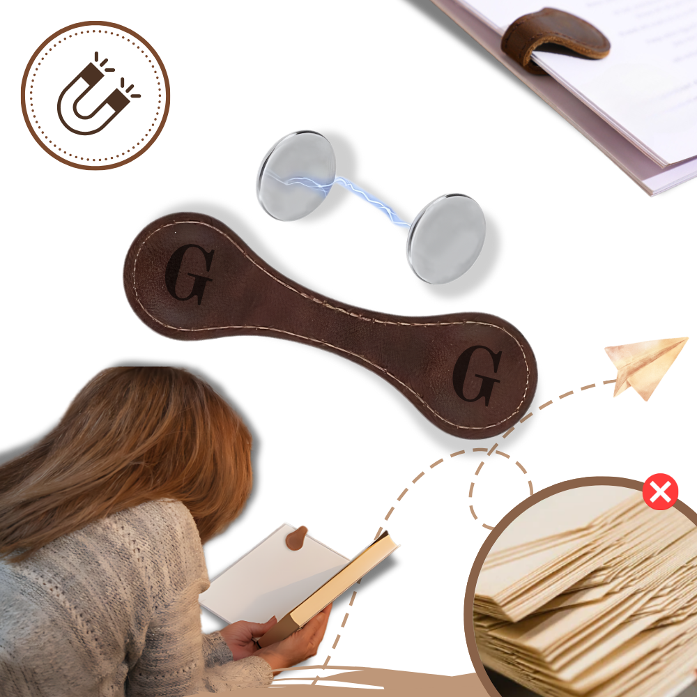 Eleganter personalisierter magnetischer Lesezeichen aus Leder