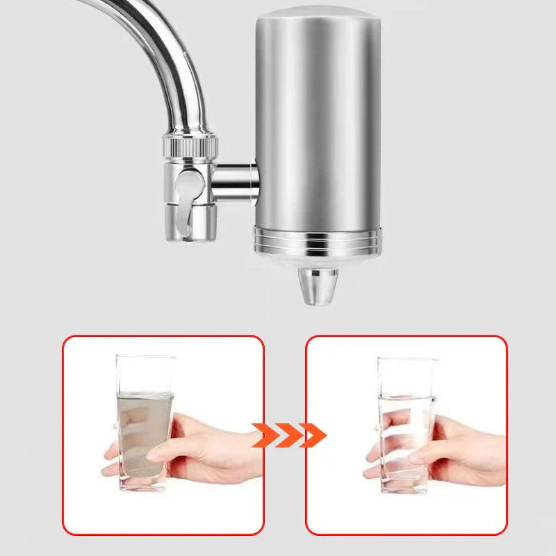 AquaLuxe Installationsfreier Edelstahl Wasserreiniger | Raffinierte Wasserfiltration für einen reinen Haushalt