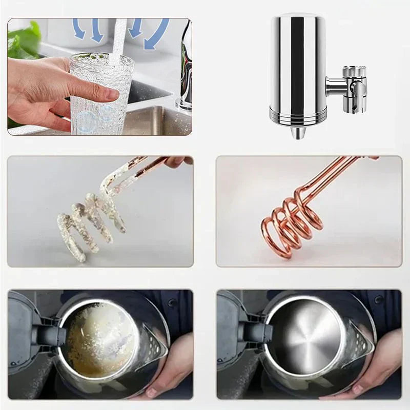 AquaLuxe Installationsfreier Edelstahl Wasserreiniger | Raffinierte Wasserfiltration für einen reinen Haushalt