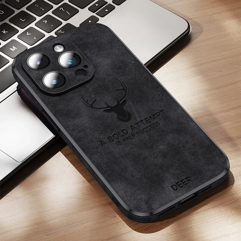 Deer - Luxuriöse Leder-iPhone-Hülle mit stilvollem Design und stoßfester Schutz