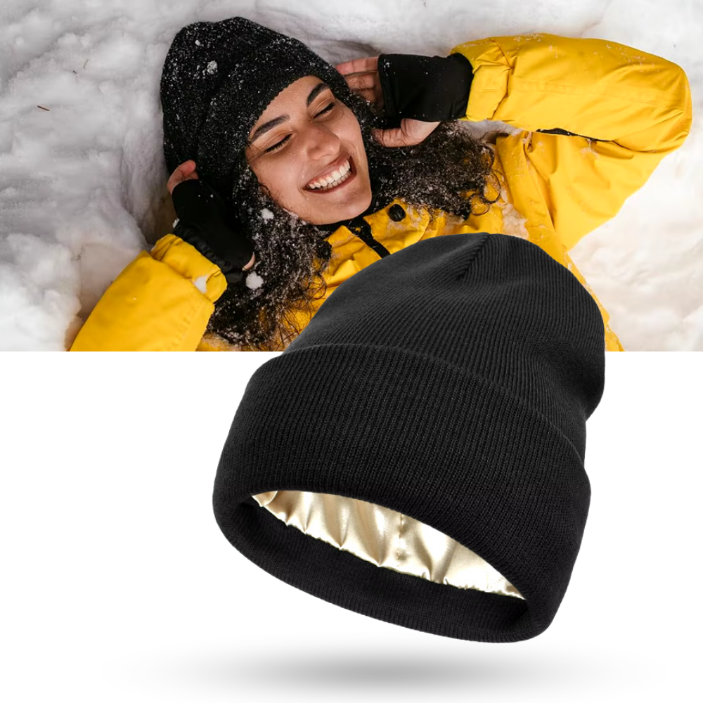 Warme Strickmütze mit Satinfutter