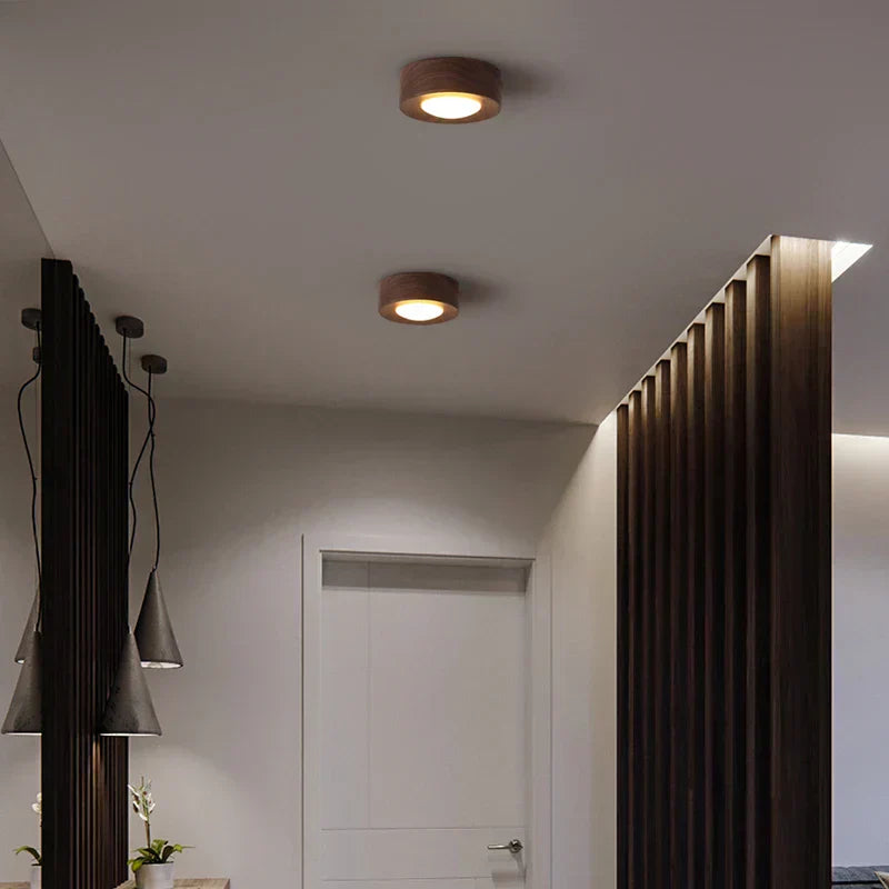 WoodenGlow - Walnuss Deckenlampe mit LED Spot