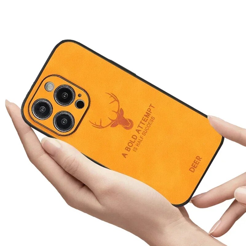 Deer - Luxuriöse Leder-iPhone-Hülle mit stilvollem Design und stoßfester Schutz