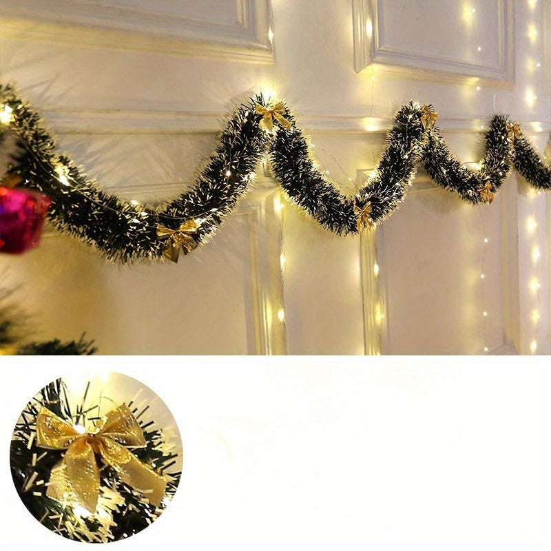 LumaTinsel LED Weihnachtsgirlande – Set aus 2 drahtlosen Metallic-Girlandenlampen mit warmem Licht