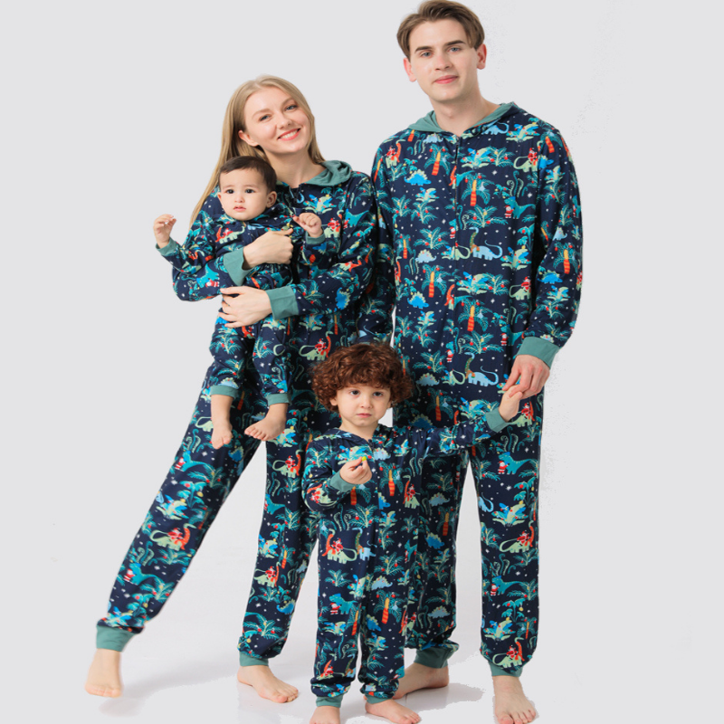Blaue Weihnachten Kapuzen-Pyjamas für die ganze Familie