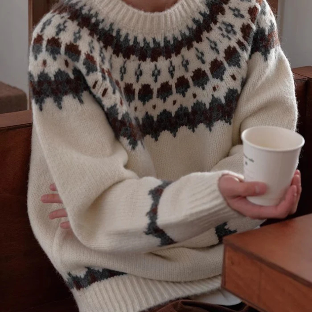 RetroWeave Herrenpullover – Strickpullover mit Rundhalsausschnitt und Vintage-Design