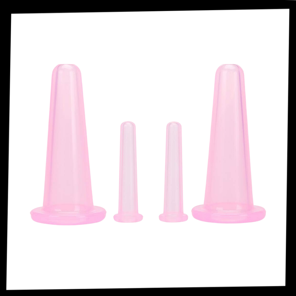 4 Silikonbecher für Gesichts-Massage-Cupping