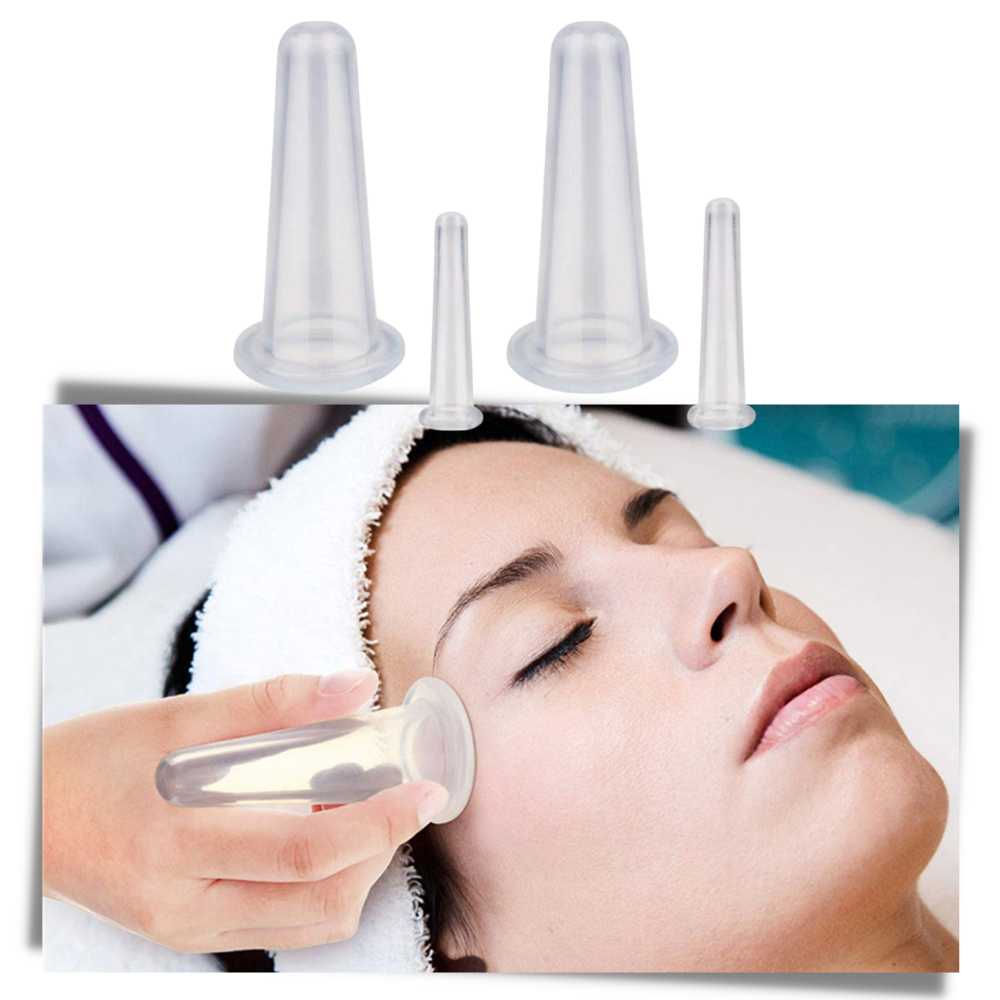 4 Silikonbecher für Gesichts-Massage-Cupping