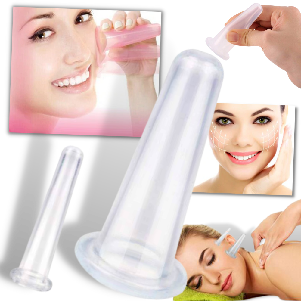 4 Silikonbecher für Gesichts-Massage-Cupping