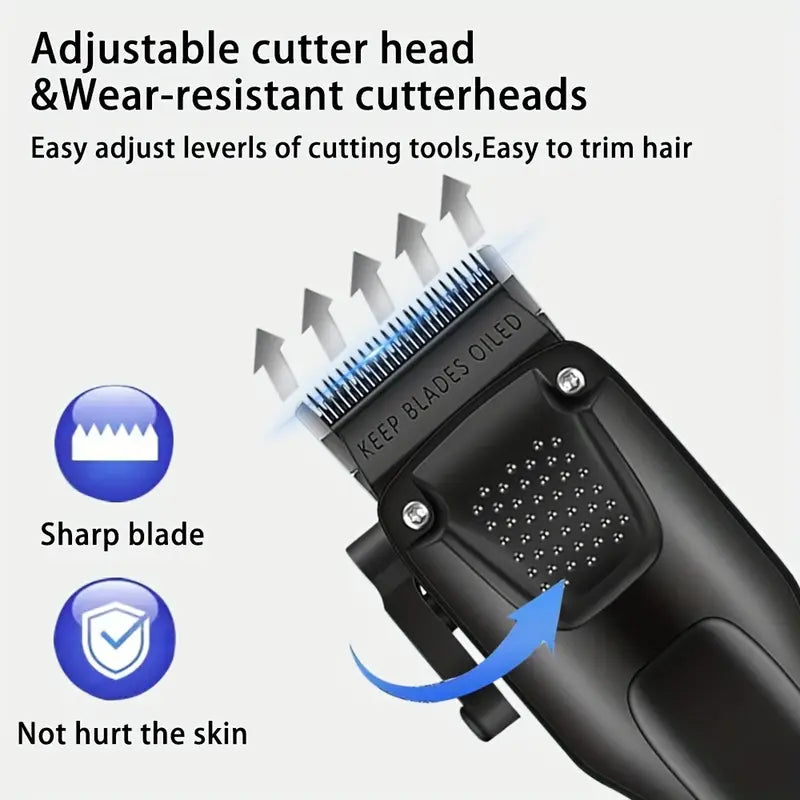 GroomMaster - 3-teiliges Professionelles Haar- und Bartpflege-Set für Herren, Kabellose Trimmer mit LED-Display, USB-aufladbar