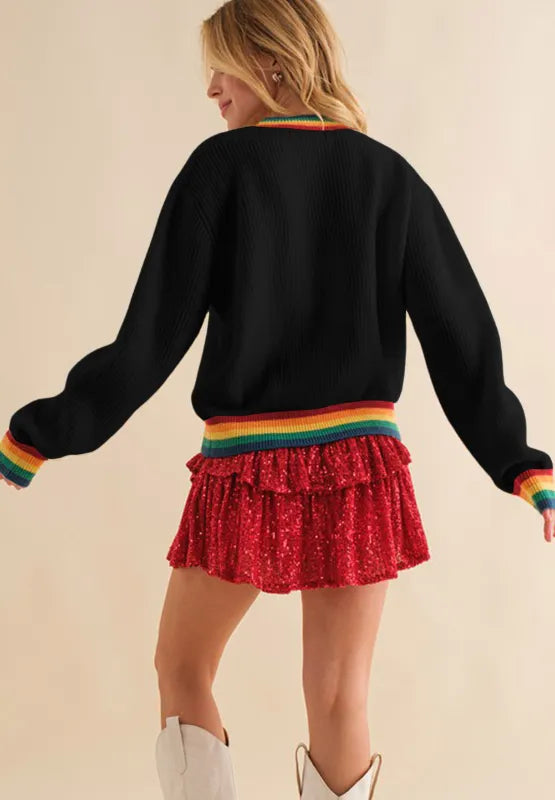 Fröhlicher & Heller Regenbogenrand Weihnachts-Pullover