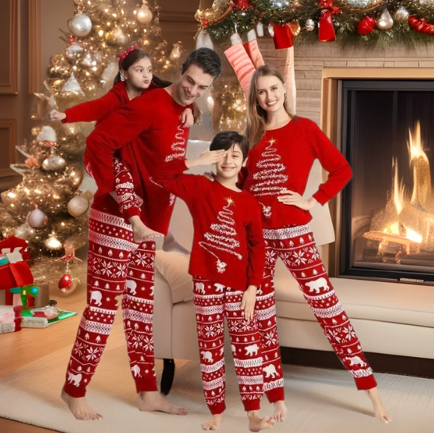 XmasJams | Familien Weihnachts-Pyjama Set für Eltern und Kinder Festkollektion